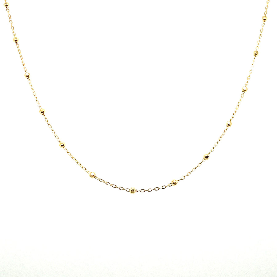 14K Gold Faceted Ball & Chain Necklace