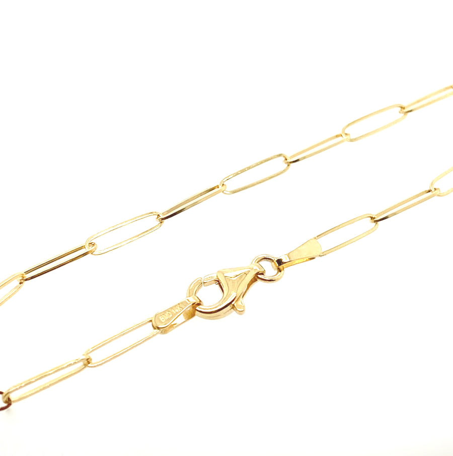 14K Gold 2.60mm Paperclip Chain Bracelet