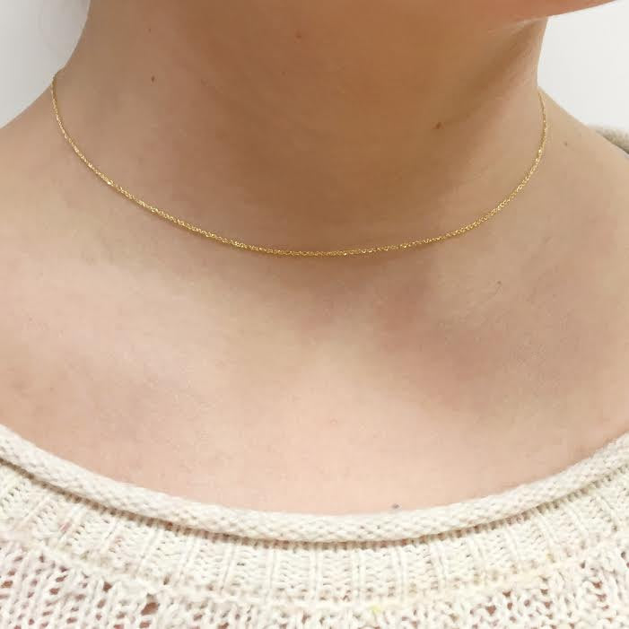 14K Gold Delicate Sparkle Chain Necklace – BrookeMicheleDesigns