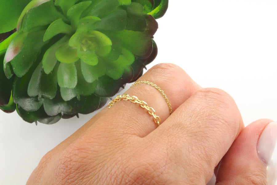 14K Gold Large Link Chain Ring