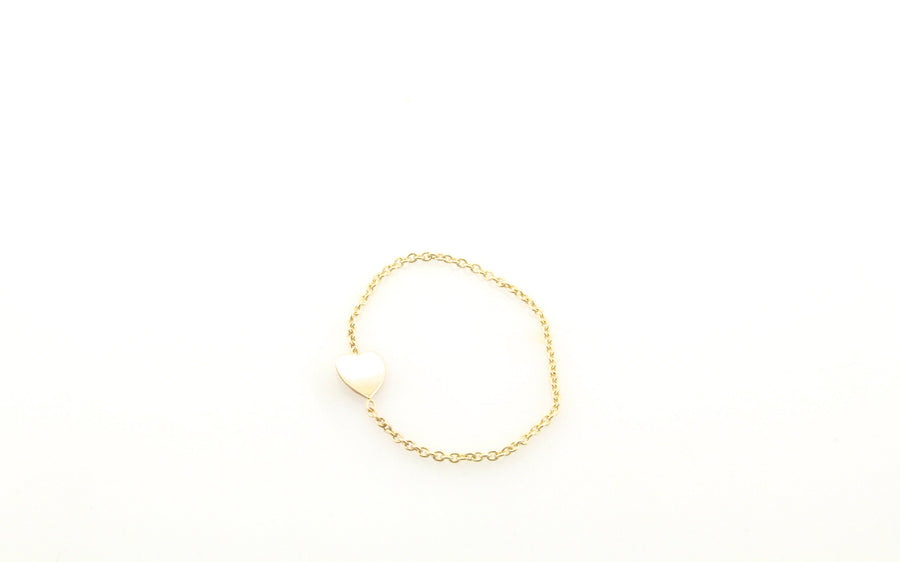 14k Gold Heart Chain Ring