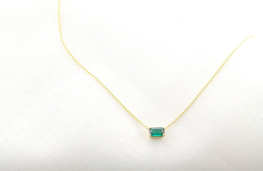 14K Gold Together Forever Emerald Cut Birthstone Necklace