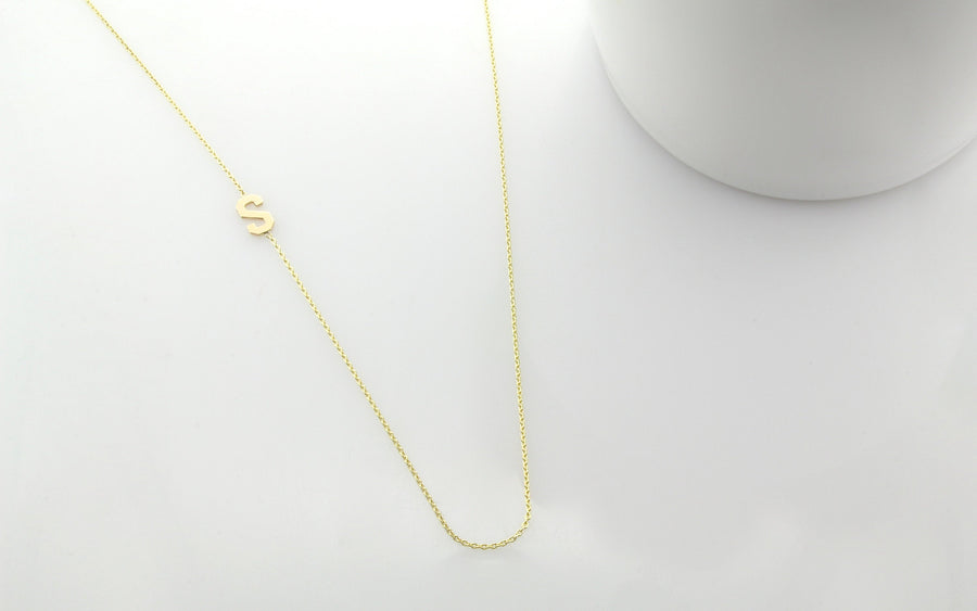 14K Gold Personalized Initial Letter Necklace