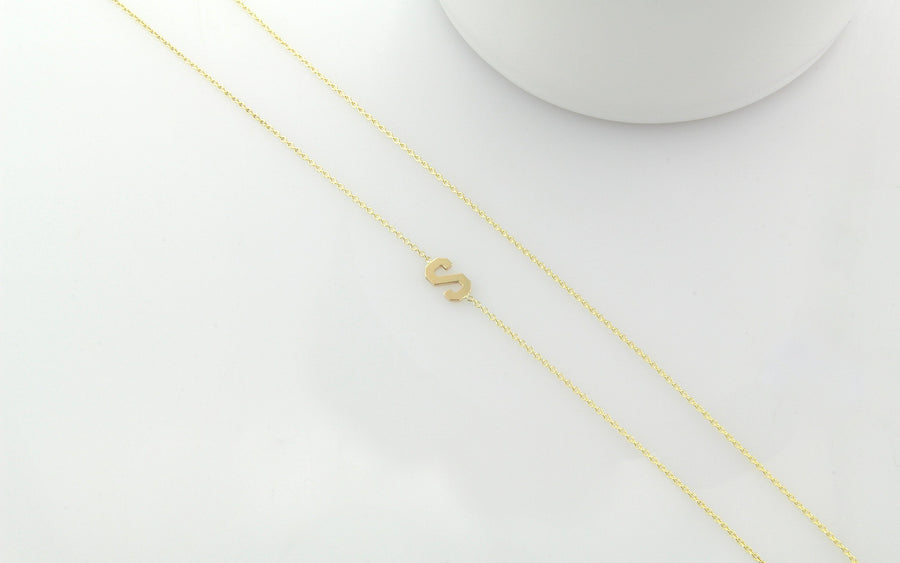 14K Gold Personalized Initial Letter Necklace