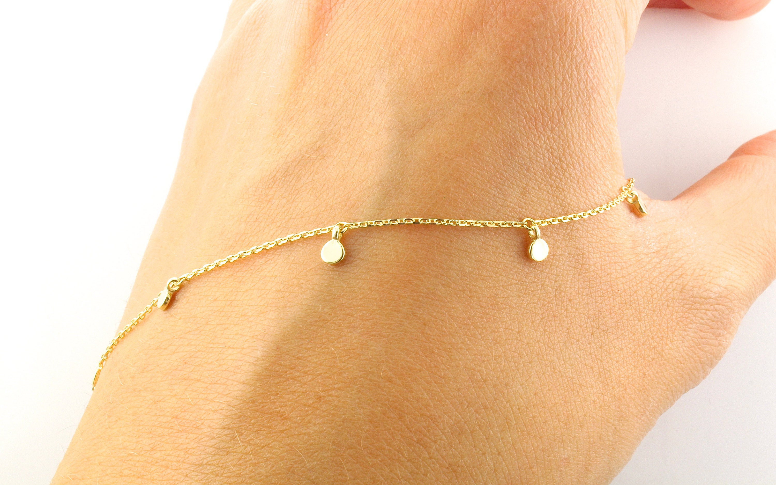 14K Gold Dangle Disc Anklet – BrookeMicheleDesigns