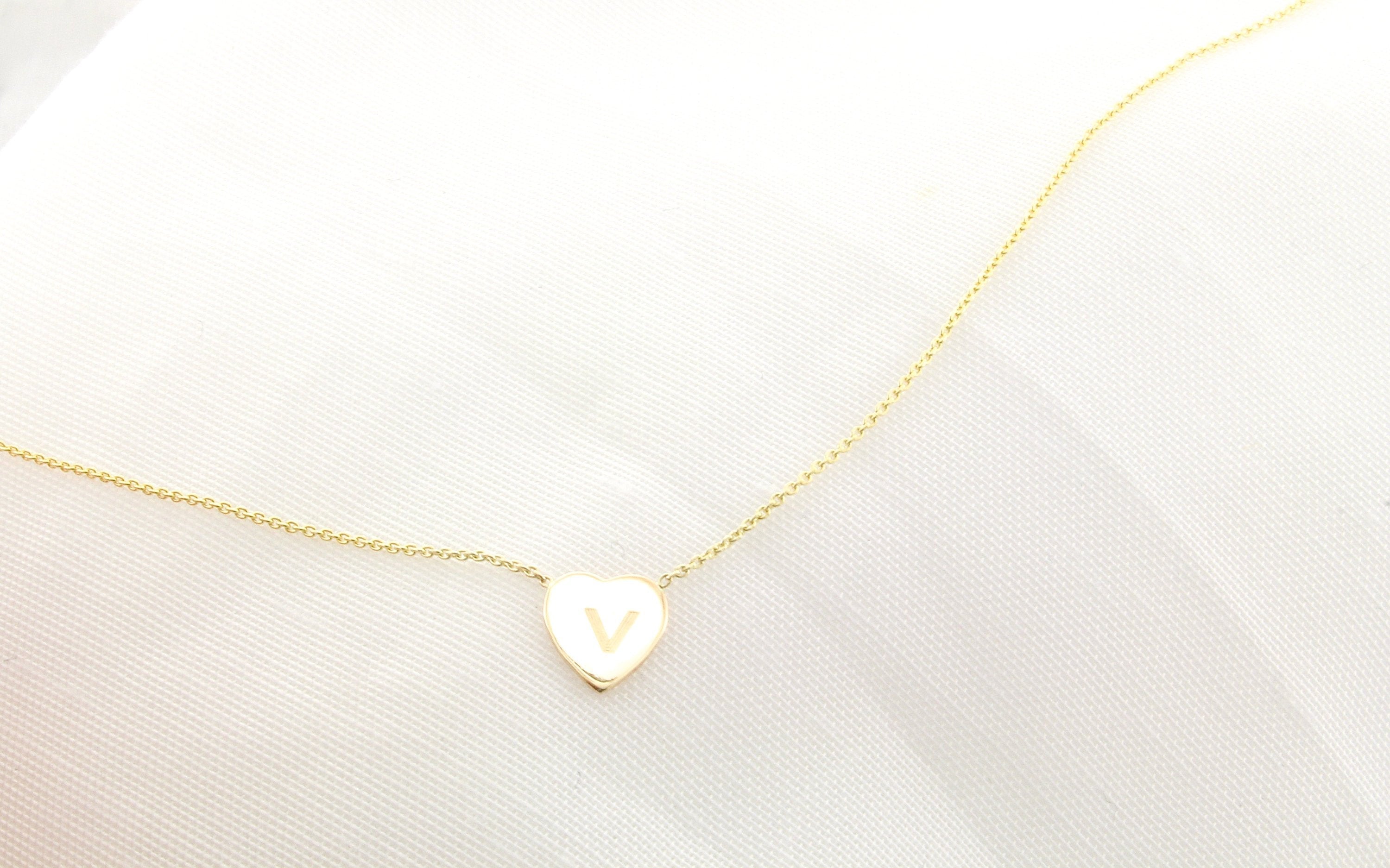 Engravable Flat Heart Pendant with Classic Chain in 14k Gold