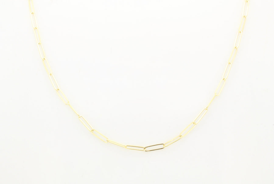 14K Gold 2.60MM Open Link Paperclip Chain Necklace