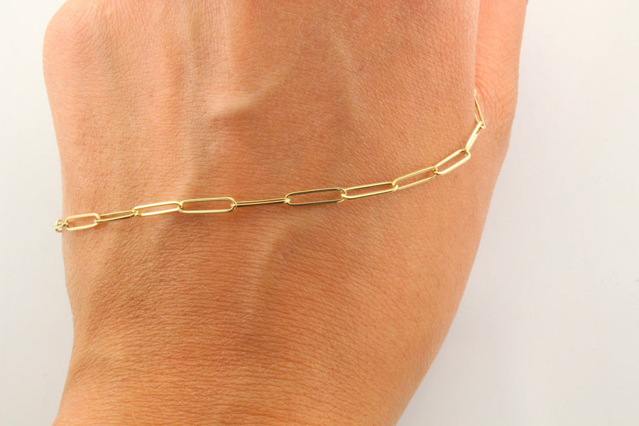 14K Gold 2.60MM Open Link Paperclip Chain Necklace