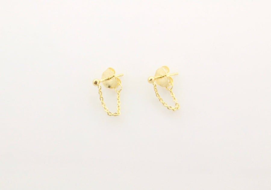 14K Gold Ball & Chain Earrings