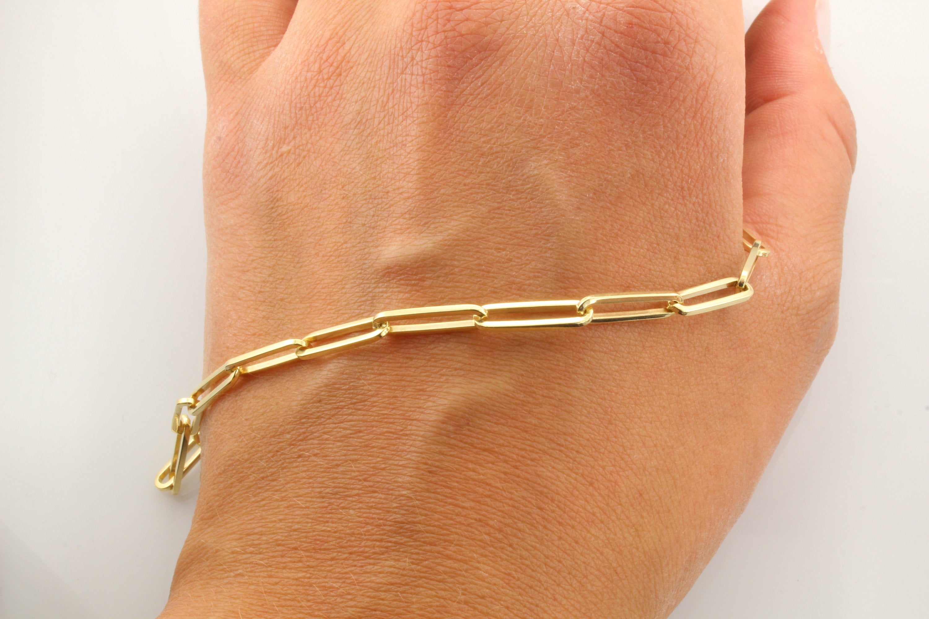 14kt Yellow Gold Paperclip Bracelet with Heart Charm