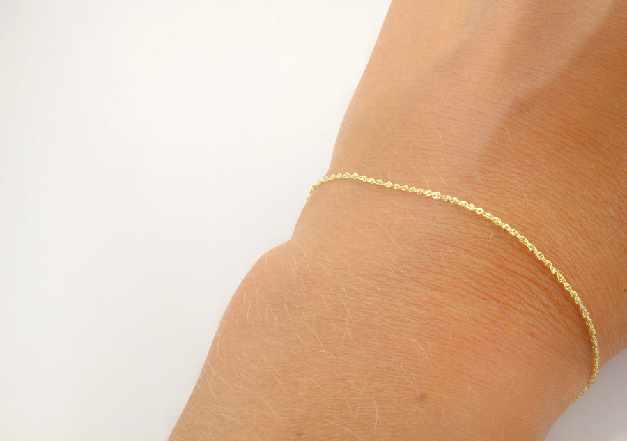 14K Gold Delicate Sparkle Chain Bracelet