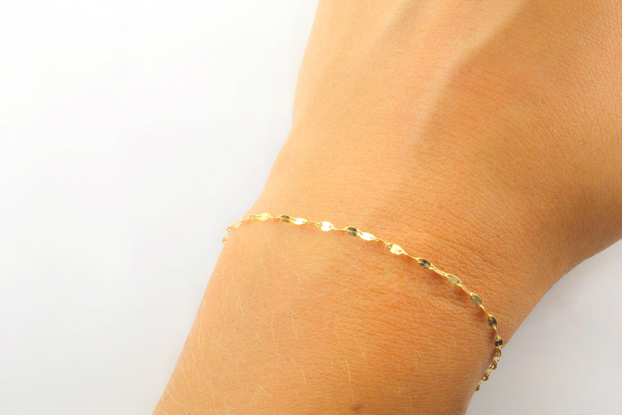 14K Gold Twisted Sparkle Chain Bracelet