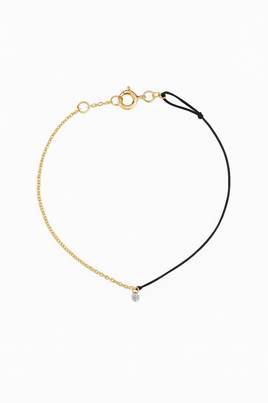 14K Gold Chain & Cord Diamond Bracelet