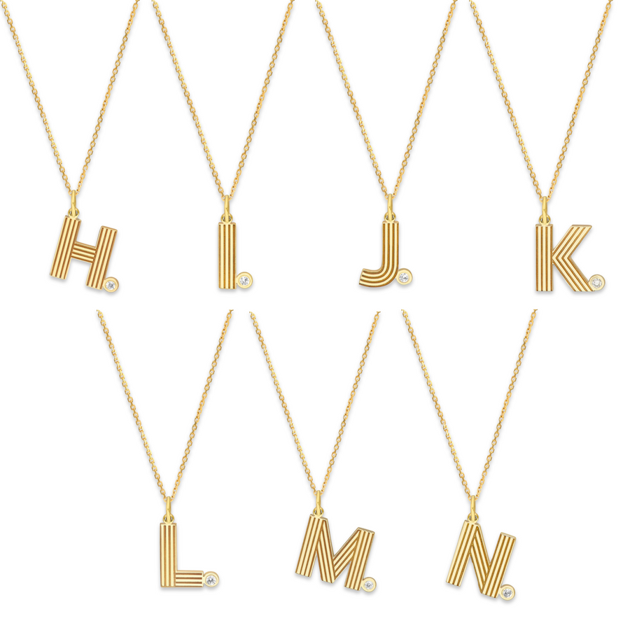 14K Love Lines Initial Pendant Necklace