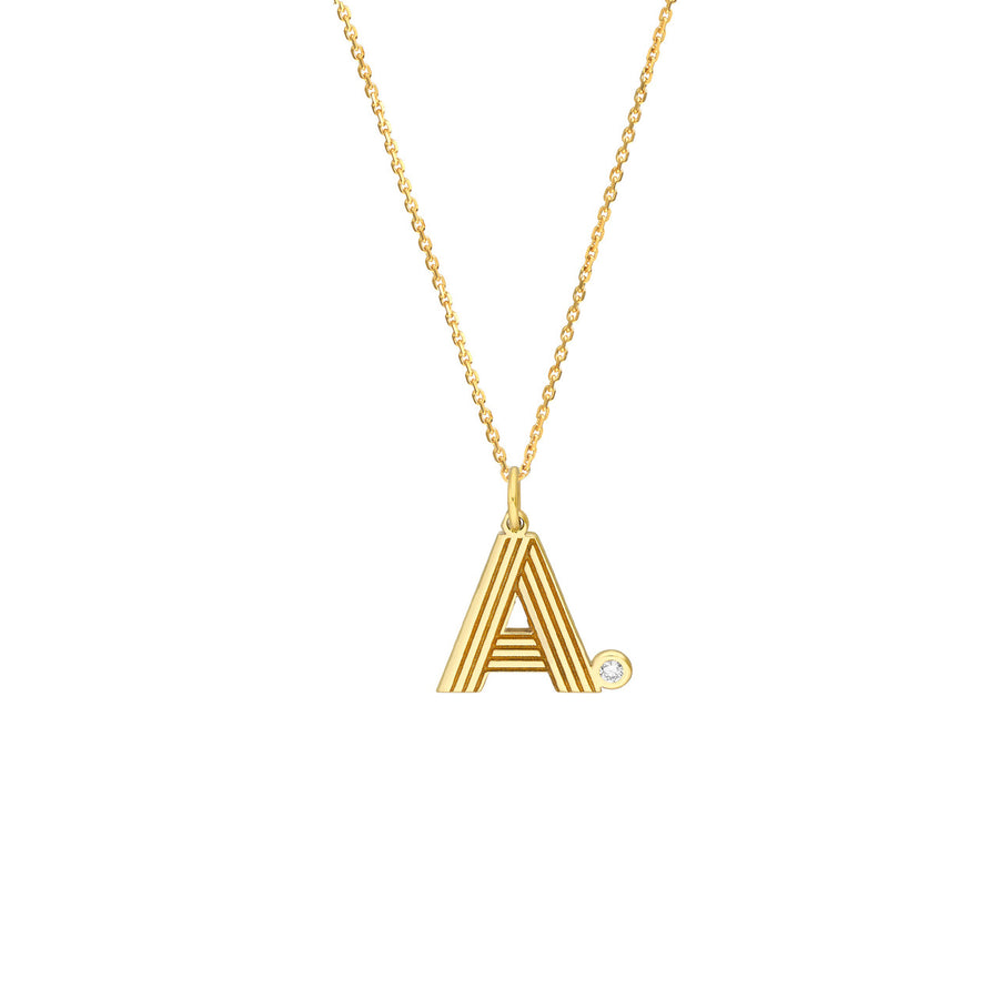 14K Love Lines Initial Pendant Necklace