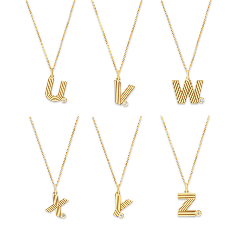 14K Love Lines Initial Pendant Necklace