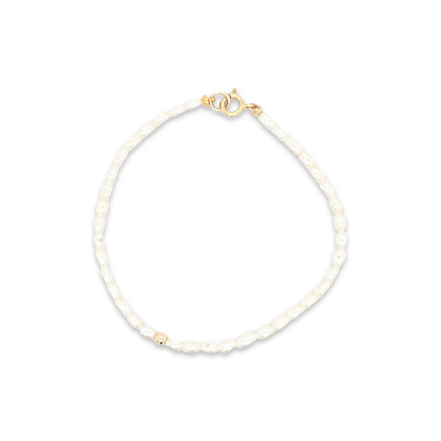 14K Gold 3mm Freshwater Seed Pearl Bracelet