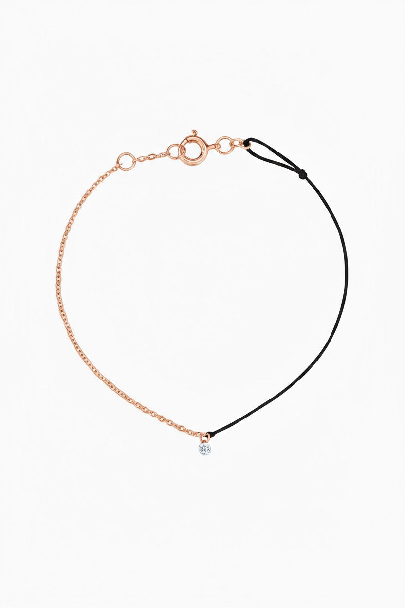 14K Gold Chain & Cord Diamond Bracelet