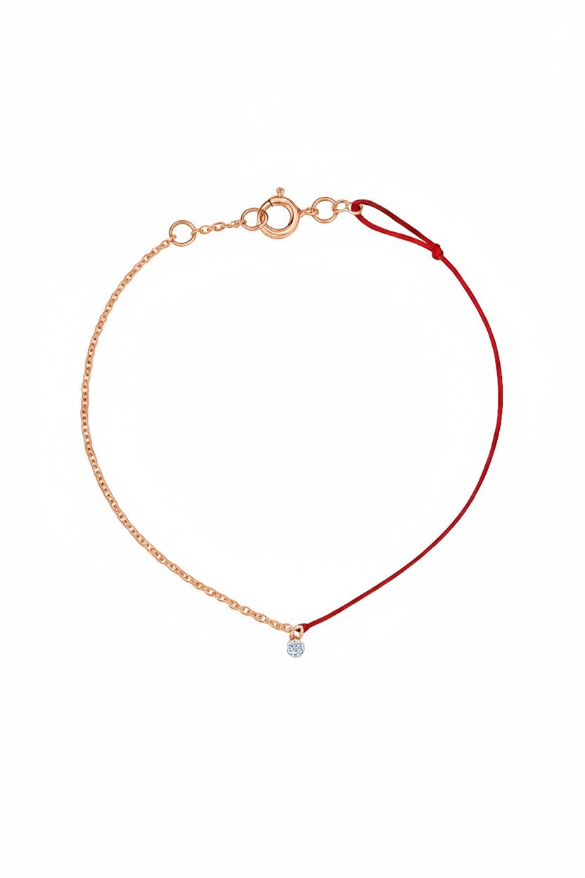 14K Gold Chain & Cord Diamond Bracelet