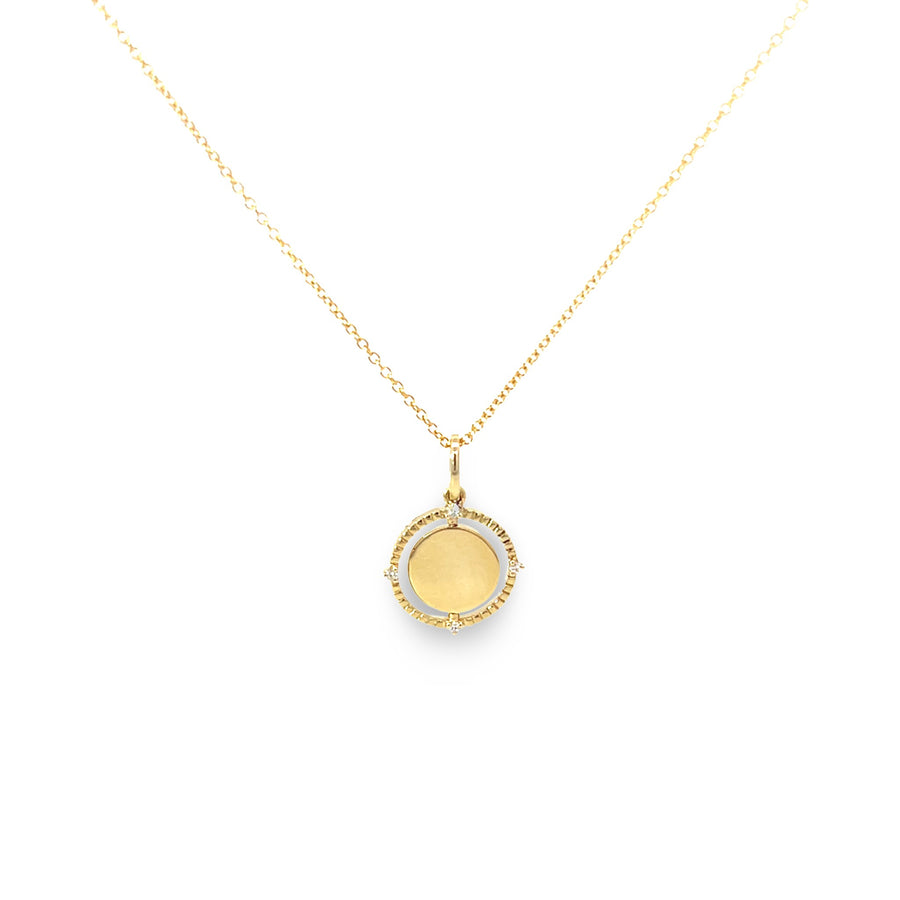 14K Gold Diamond Swivel Disc Pendant Necklace