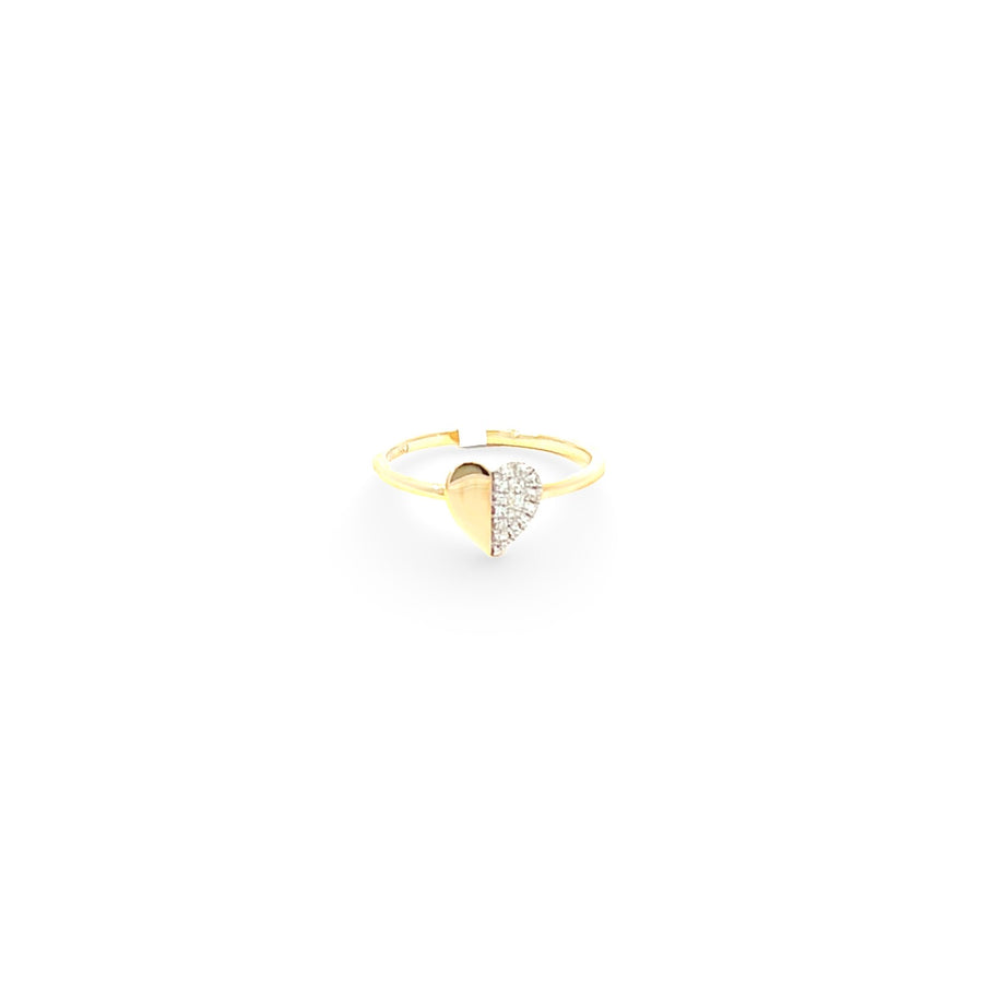 14K Gold Diamond Pave Heart Ring