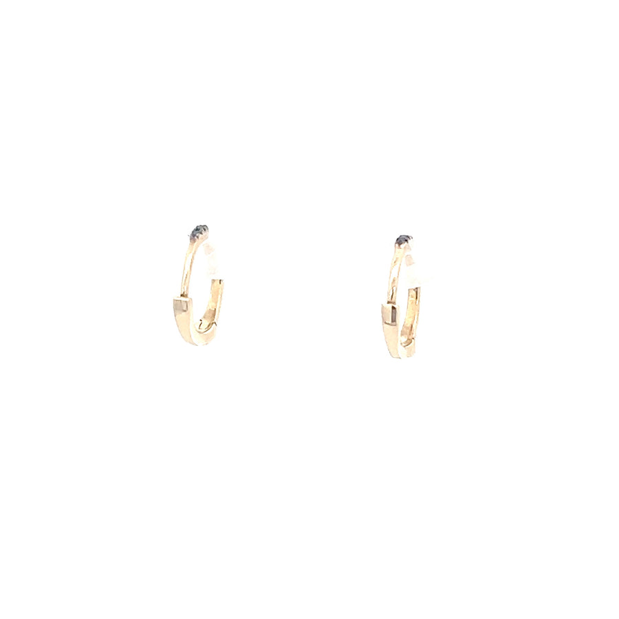 14K Gold Mini Black Diamond Pave Huggie Earrings
