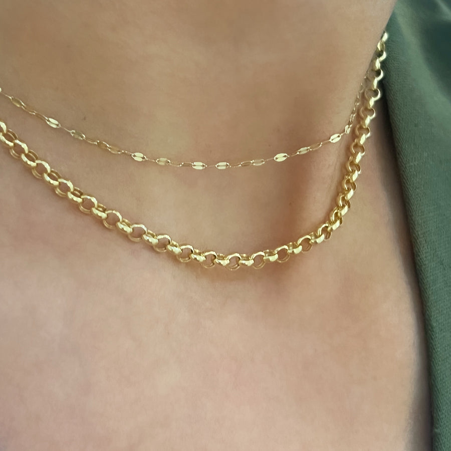 14K Gold 3.75mm Rolo Chain Necklace