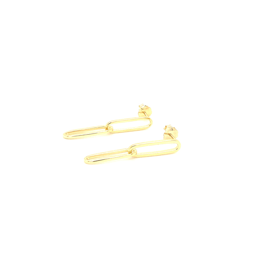 14K Gold Paperclip Dangle Earrings