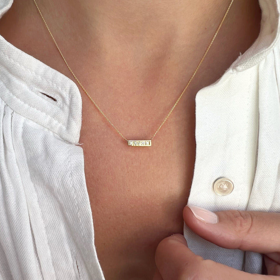 14K Gold Diamond Bar Necklace