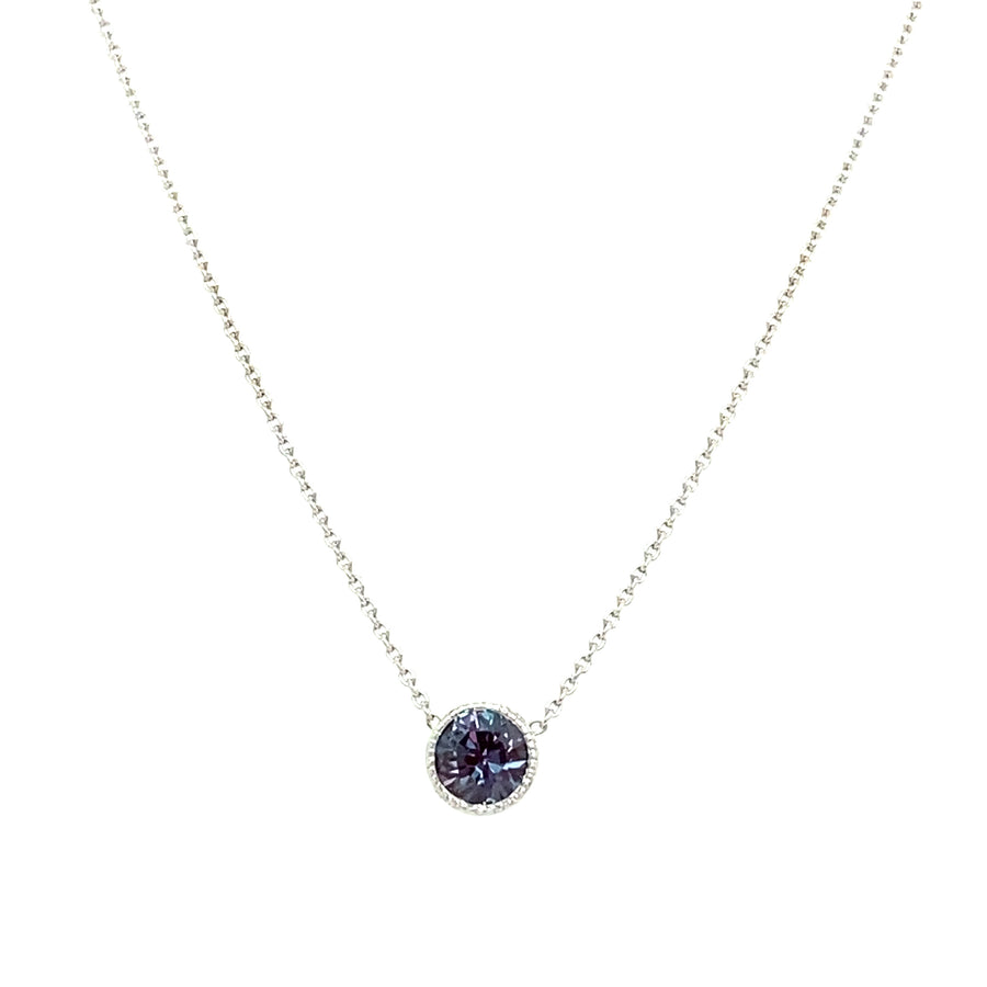 14K Gold 5MM Alexandrite Bezel Necklace