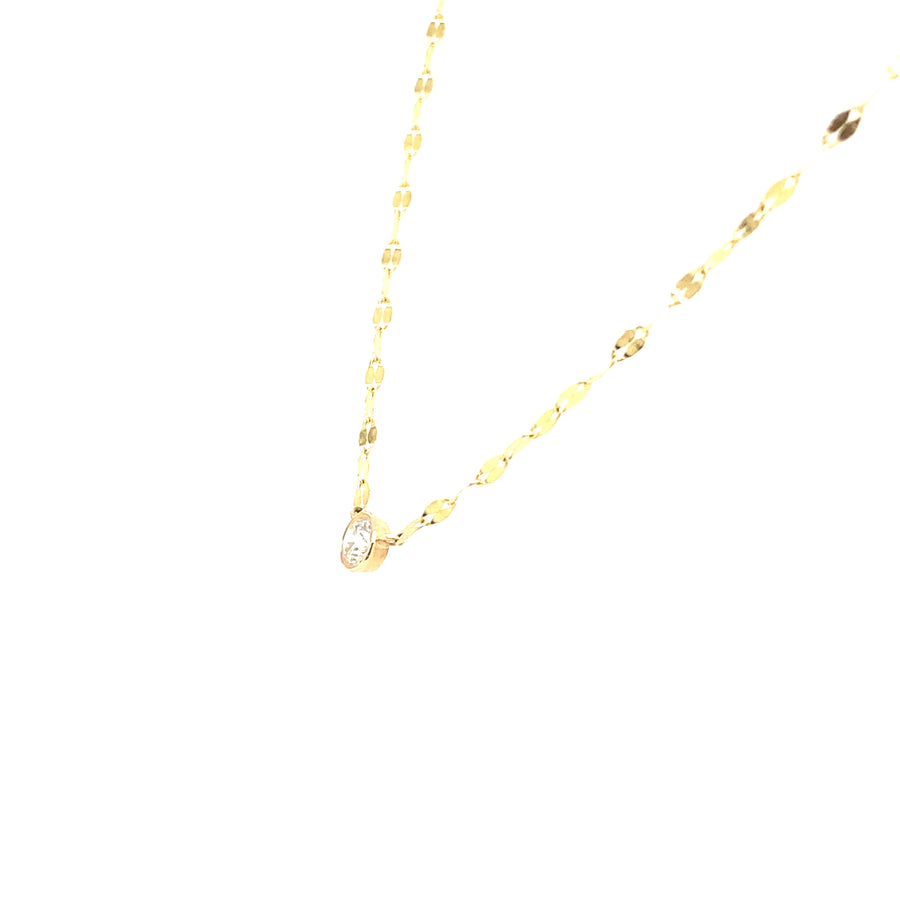 14K Gold Diamond Bezel Twisted Sparkle Chain Necklace