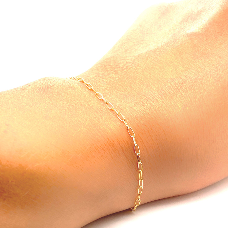 14K Gold Mini Link Chain Bracelet