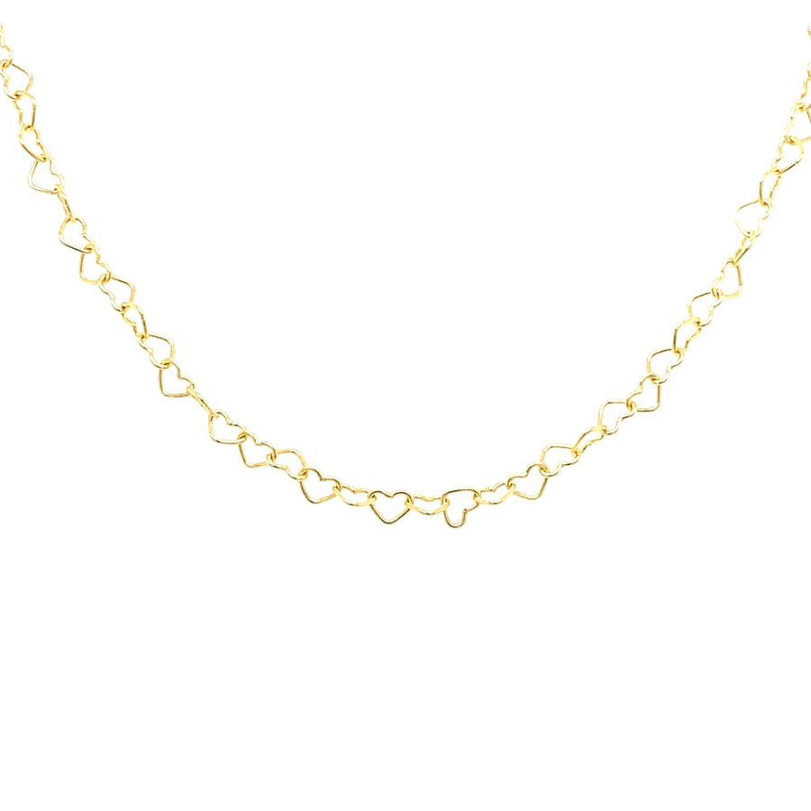 14k Gold Heart Link Chain Necklace