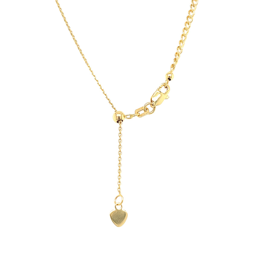 14K Yellow Gold Adjustable Curb Link Chain Necklace