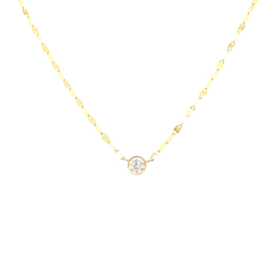 14K Gold Diamond Bezel Twisted Sparkle Chain Necklace