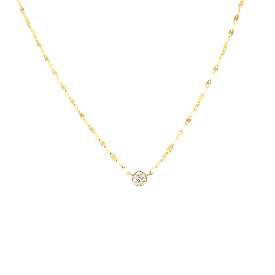 14K Gold Diamond Bezel Twisted Sparkle Chain Necklace