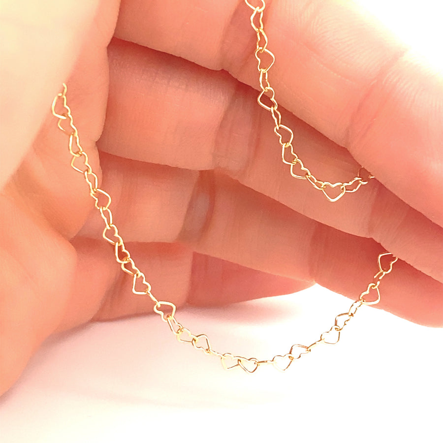 14K Mirrored Chain Heart Lariat Necklace | Royal Chain Group