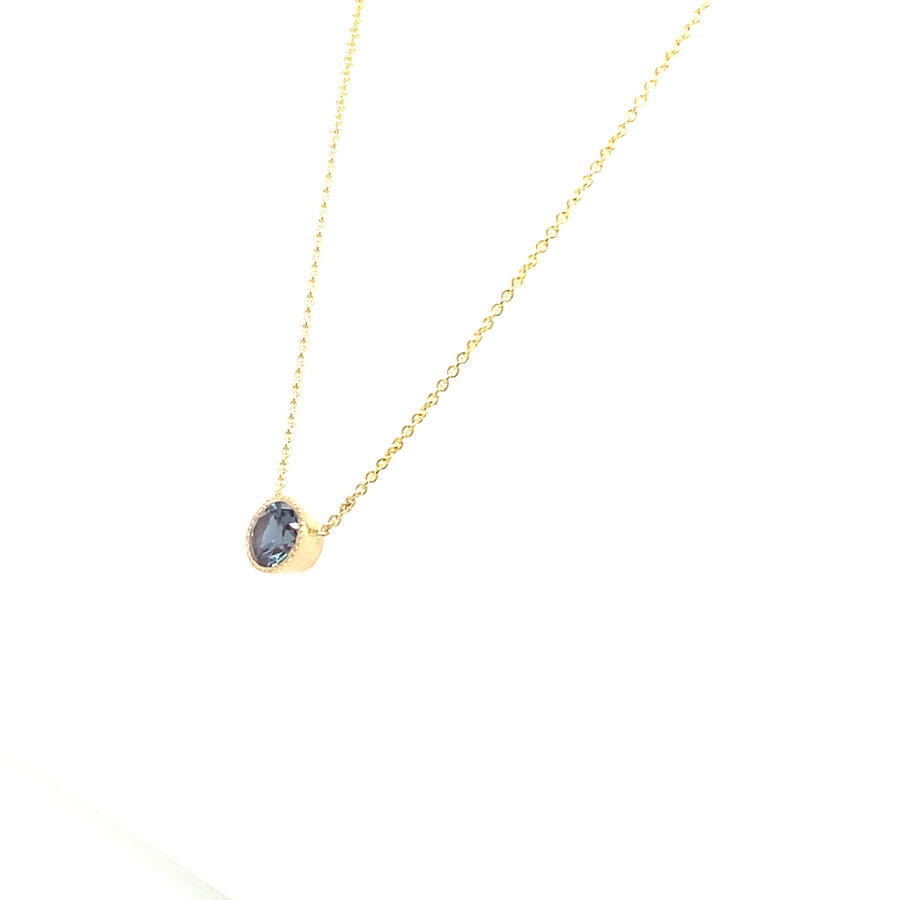 14K Gold 5MM Alexandrite Bezel Necklace