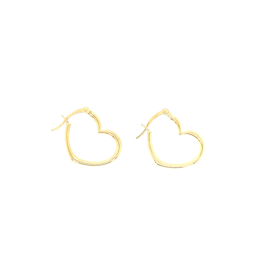 14K Gold Heart Hoop Earrings