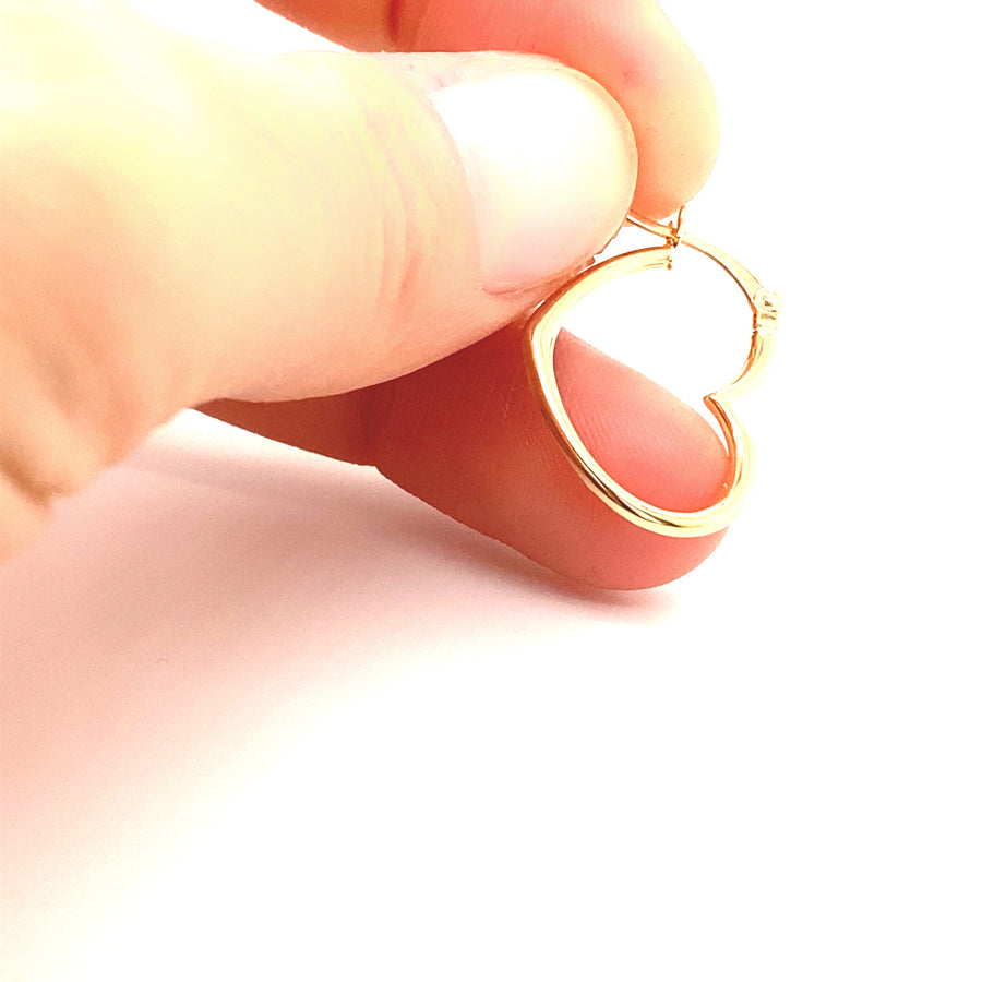 14K Gold Heart Hoop Earrings