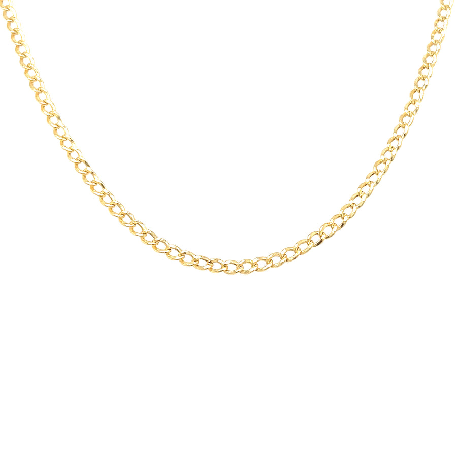 14K Yellow Gold Adjustable Curb Link Chain Necklace