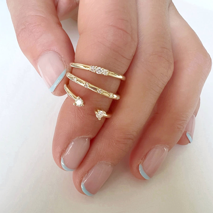 14K Gold Three Station Diamond Band