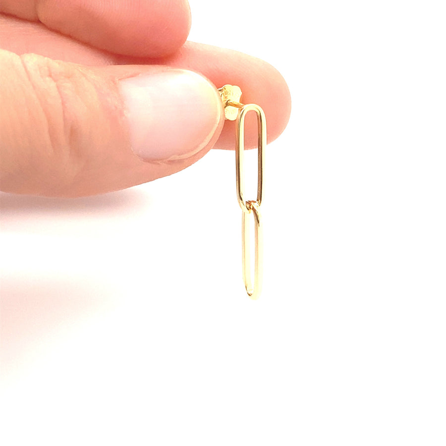 14K Gold Paperclip Dangle Earrings