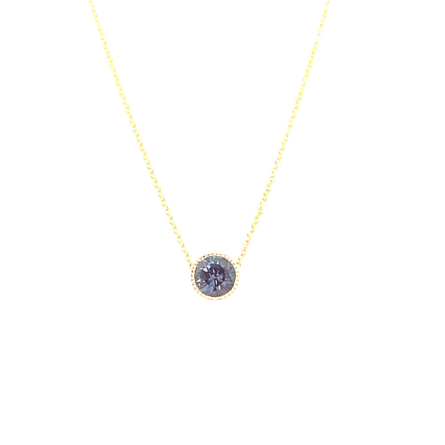 14K Gold 5MM Alexandrite Bezel Necklace