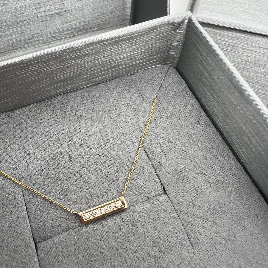 14K Gold Diamond Bar Necklace