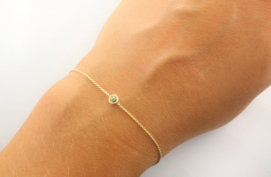 14k Gold Peridot Bezel Bracelet