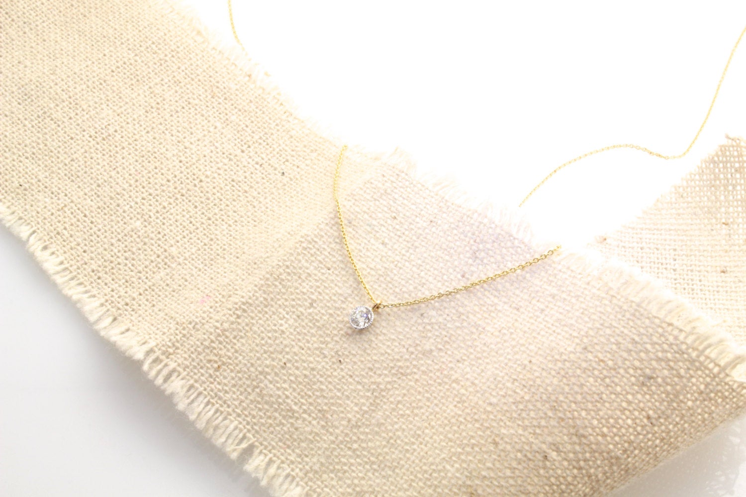14K Gold Mini Diamond Droplet Necklace
