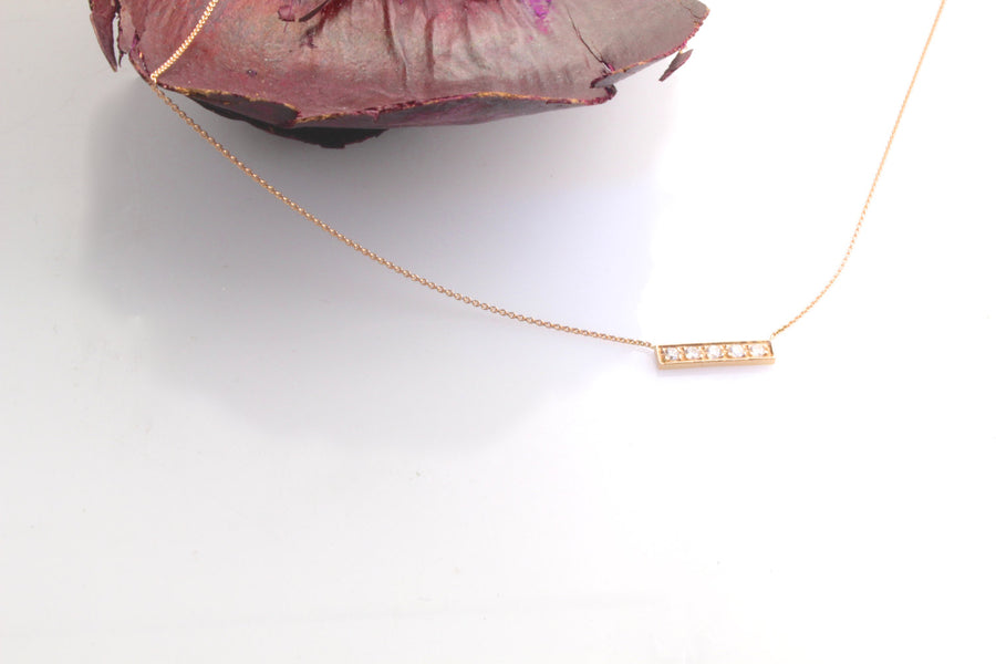 14K Gold Diamond Bar Necklace