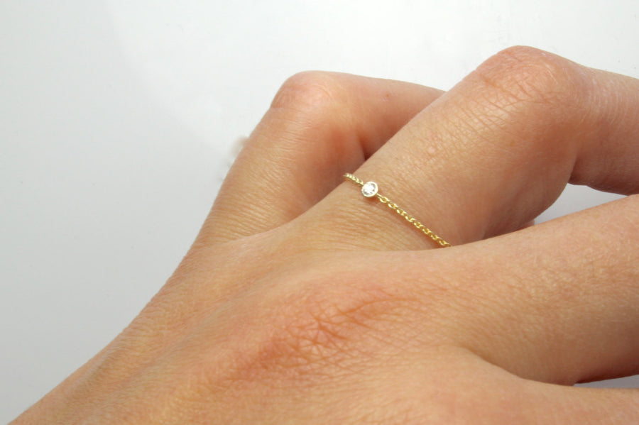 14K Gold Chain & Diamond Ring Yellow / 5.75