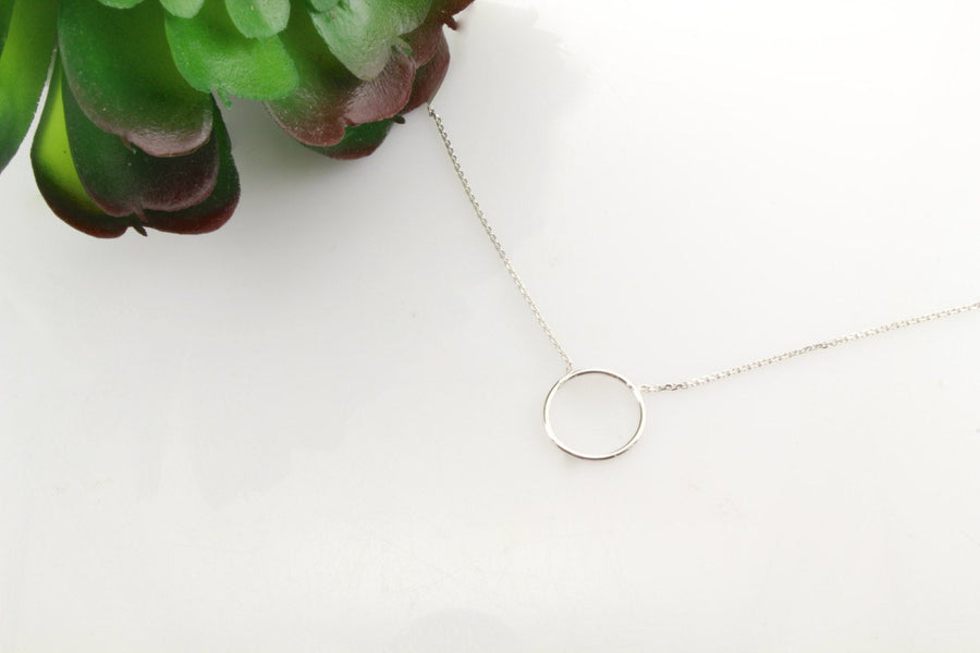 Silver circle pendant necklace textured — Militza Ortiz Jewellery